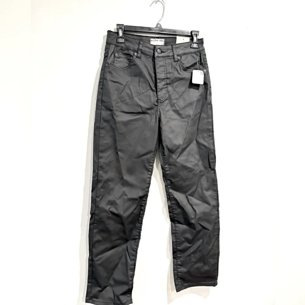 Free People Pacifica coated straight leg jeans in black - Picture 13 of 16